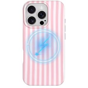 Pink Striped iPhone 16 Pro Case with MagSafe